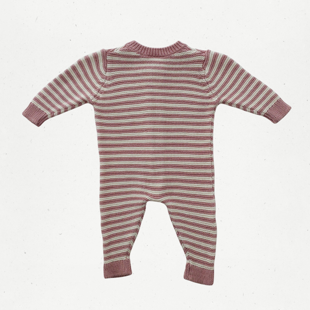 Stripe Cotton Knit Growsuit