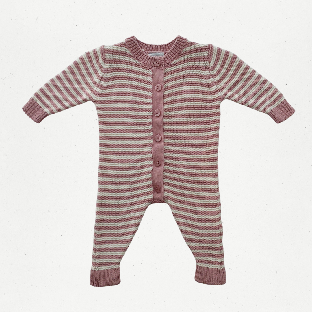 Stripe Cotton Knit Growsuit