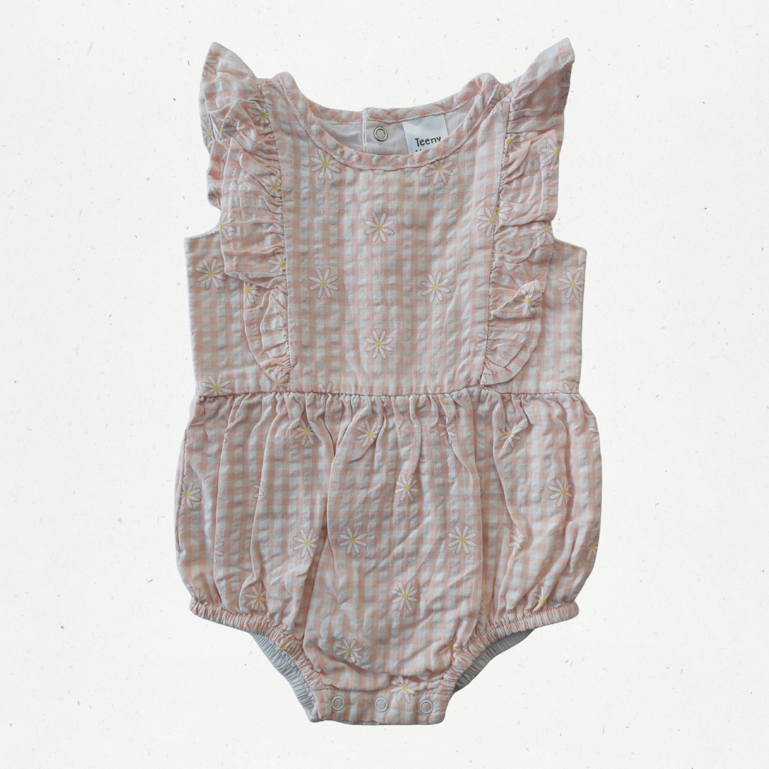Teeny Weeny Floral Gingham Romper