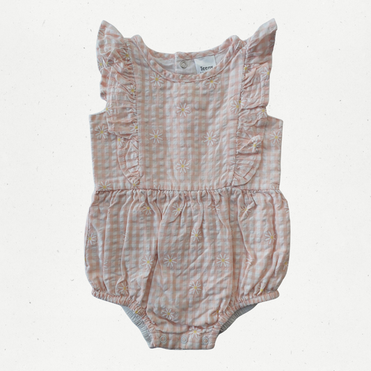 Teeny Weeny Floral Gingham Romper