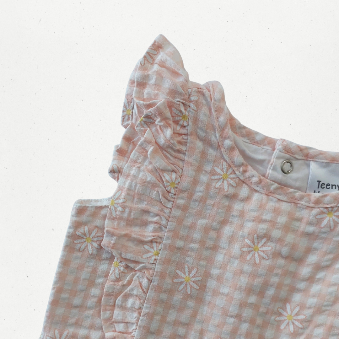 Teeny Weeny Floral Gingham Romper