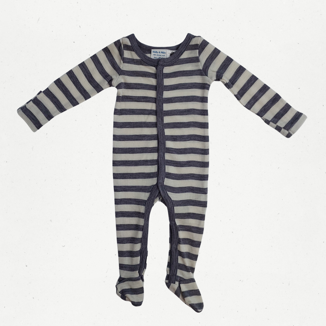 Milly & Milo Stripe Merino Growsuit