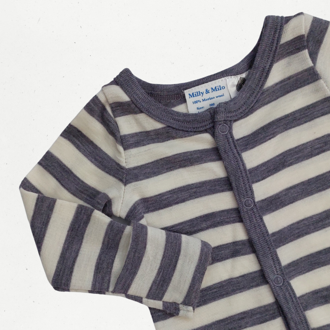 Milly & Milo Stripe Merino Growsuit